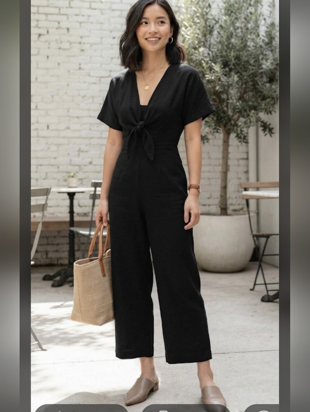 Modern Citizen Black Tie-Front Jumpsuit